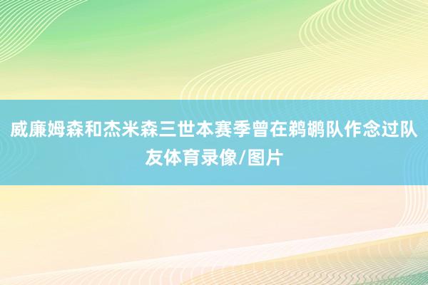 威廉姆森和杰米森三世本赛季曾在鹈鹕队作念过队友体育录像/图片