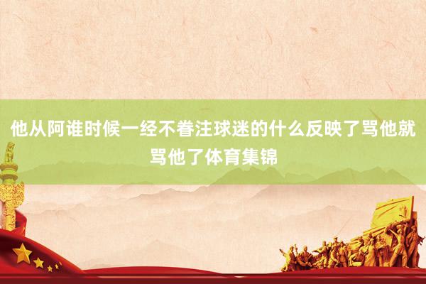 他从阿谁时候一经不眷注球迷的什么反映了骂他就骂他了体育集锦